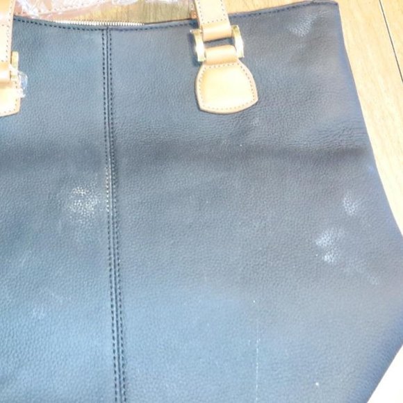 JOY & IMAN LEATHER TOTE BAG BLACK AND BROWN - Picture 4 of 4